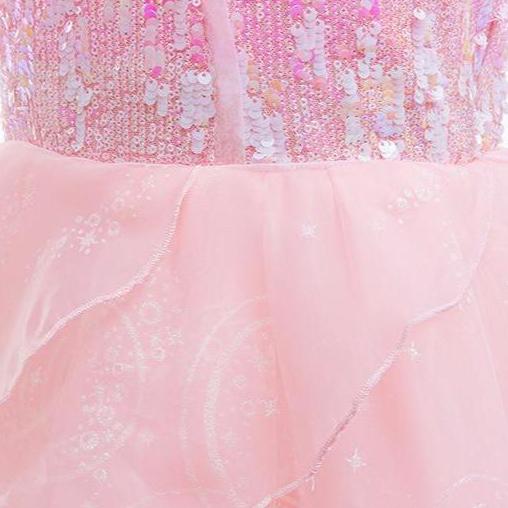 Kids Glinda Dress Pink Glinda Cosplay Costume for Girls 4-12 Years Old