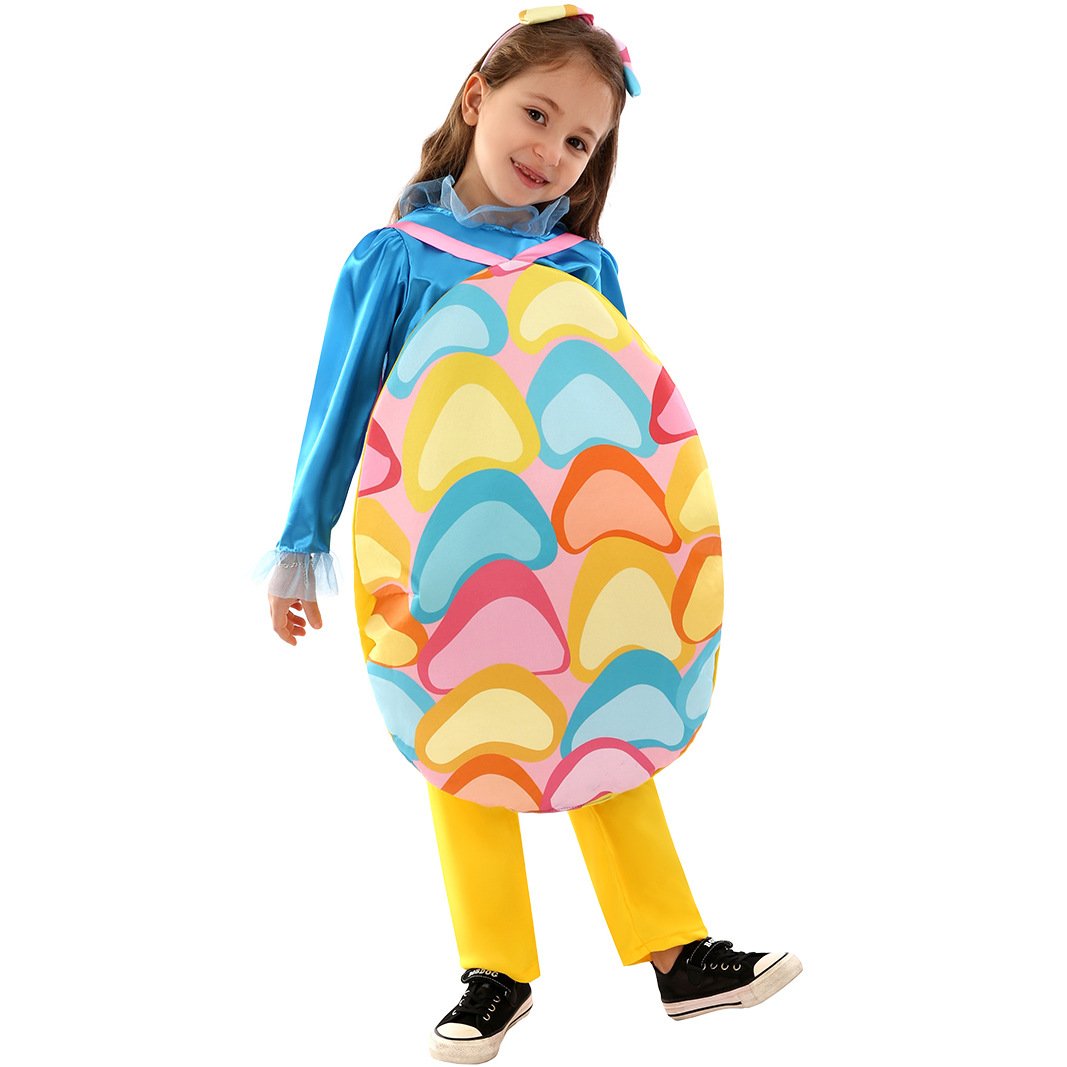Girls Easter Costume Tops Headband and Egg Bag 3pcs Suit for Carnival