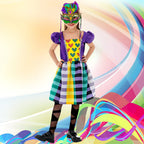 Kids Mardi Gras Dress and Mask Madrigas Costume Funny Outfit for Carnival