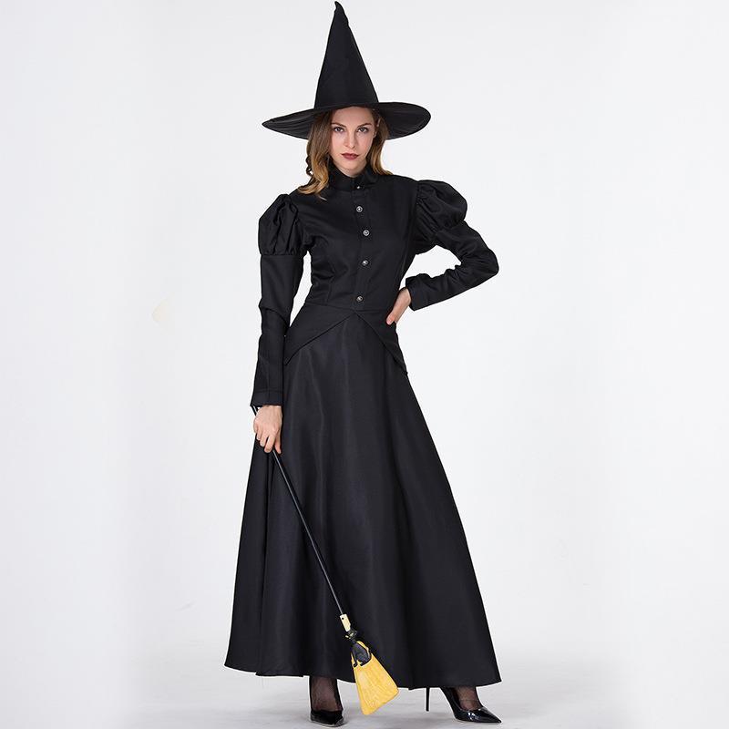 Kids Adult Wicked the Witch Costume Mommy and Me Halloween Cosplay Outfit with Witch Hat