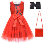 Girls Princess Red Party Dress The Rise of Red Halloween Outfit with Bag and Gloves