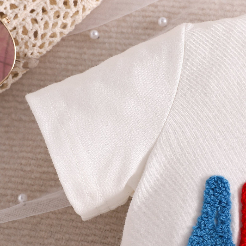 Baby Girl 4th of July Outfit Newborn USA Independence Day T-shirt and Flared Pants Suit