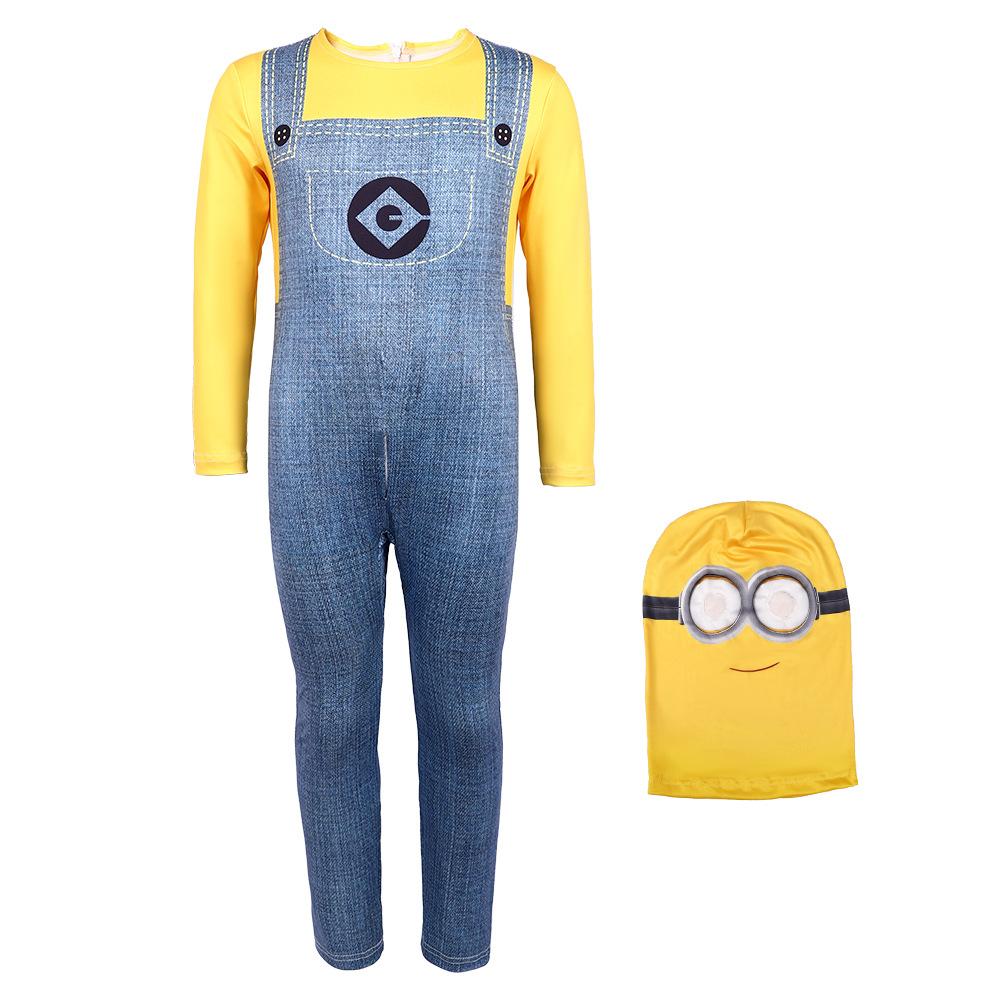 Kids Youth Costume Yellow Jumpsuit and Helmet for Halloween Cosplay