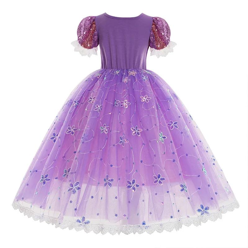 Girls Light Up Princess Dress Pink Puff Sleeve Party Long Dress Ball Gown
