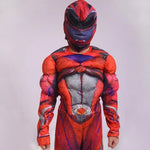 Kids Red Ranger Costume Boys Girls Classic Muscle Halloween Outfit 4-8 Years