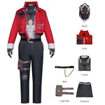 Mens Billy Kid Cosplay Costume Game ZZZ Cunning Hares Billy Red Jacket Halloween Outfit with Mask