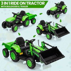 12V Kids Ride on Tractor with Detachable Trailer and Remote Controller Child Electric Ride on Toys