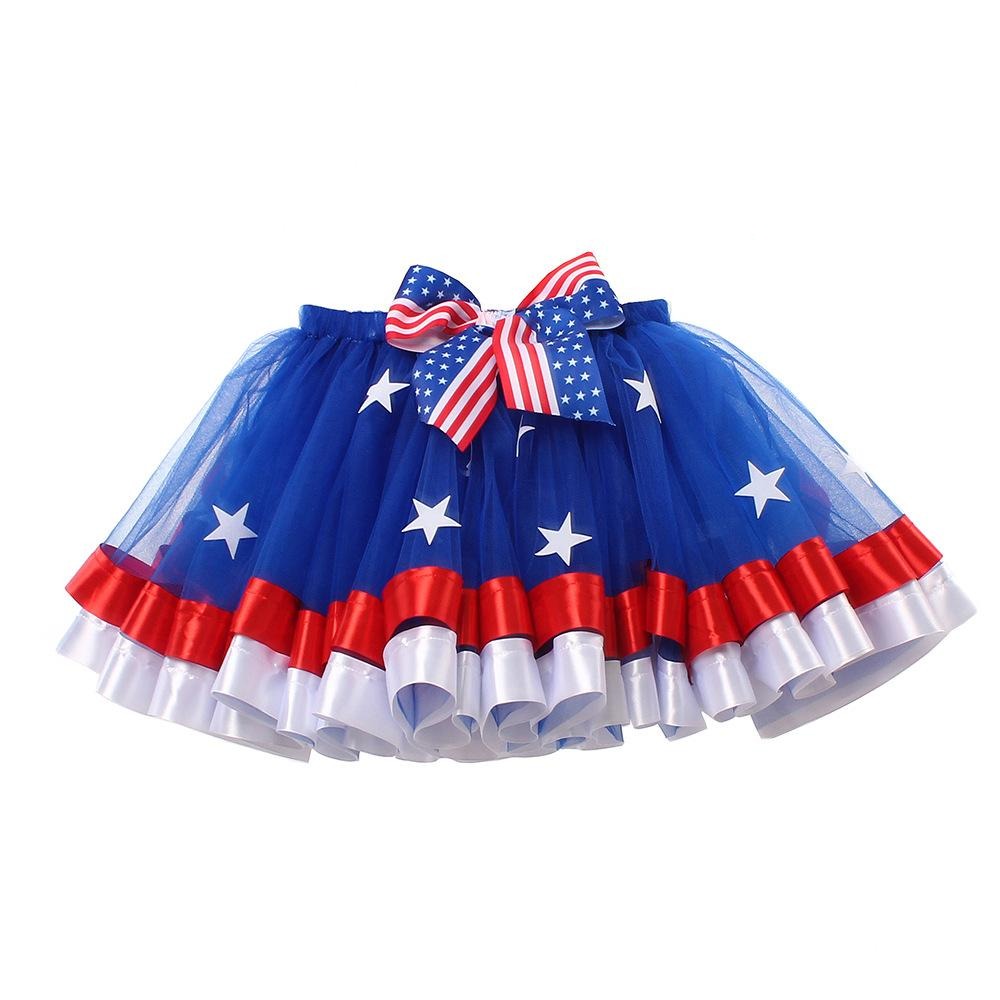 Girls Patriotic Tutu Dress with Wing and Fairy Wand 4th of July Outfit Cute US Flag Clothes