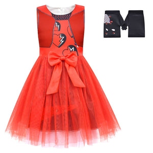 Girls Princess Red Party Dress The Rise of Red Halloween Outfit with Bag and Gloves