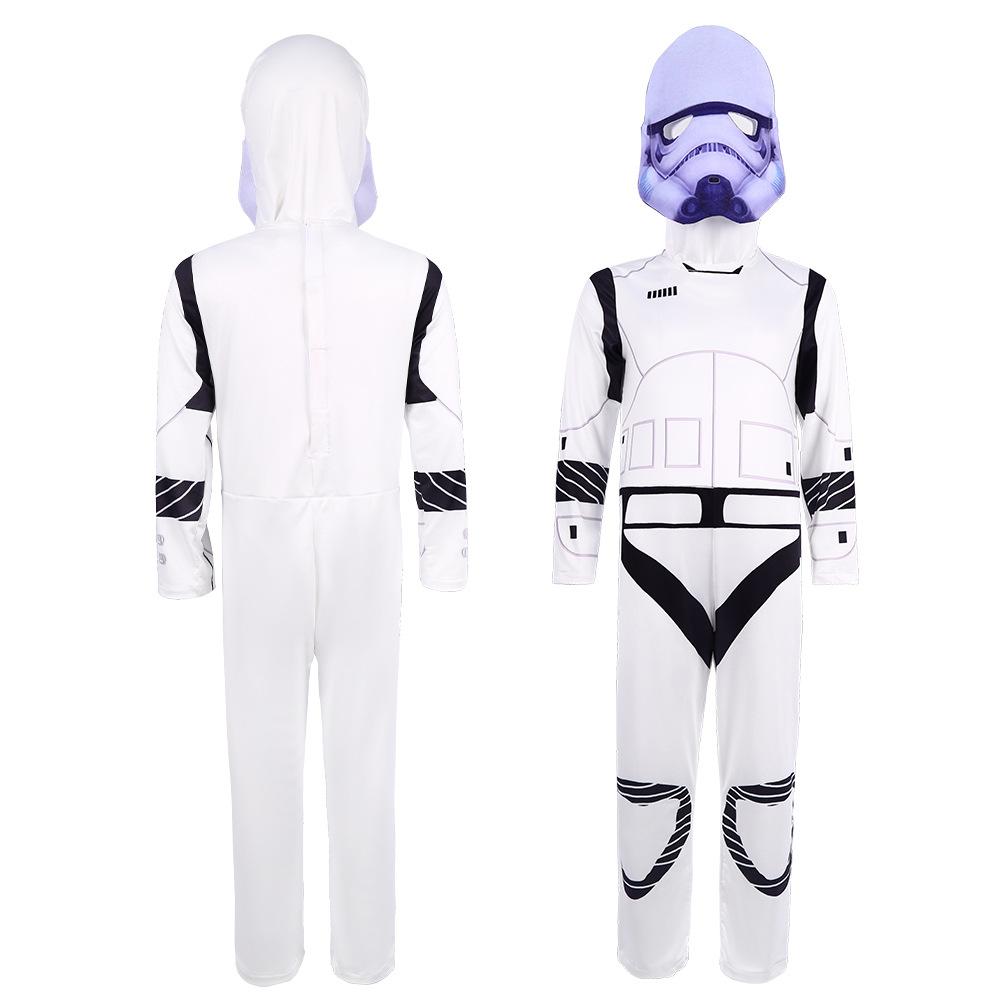 Kids Storm Trooper Costume Imperial Soldiers Jumpsuit Helmet Suit Trooper Bucketheads Outfit