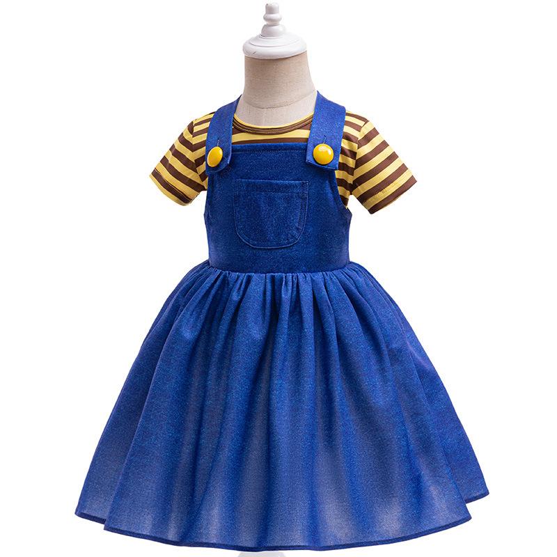 Girls Costume Blue Dress and Yellow Striped T-shirt Infant Halloween Costume