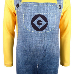 Kids Youth Minion Costume Yellow Jumpsuit and Helmet for Halloween Cosplay