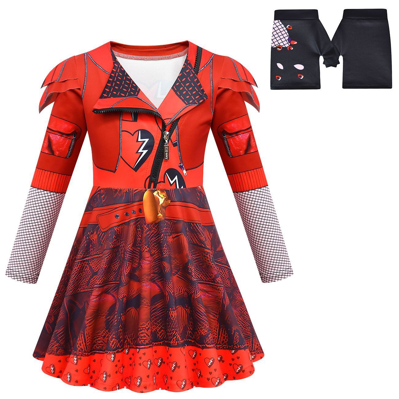 Girls Red Costume The Rise of Red Cosplay Dress Pants and Gloves for Halloween