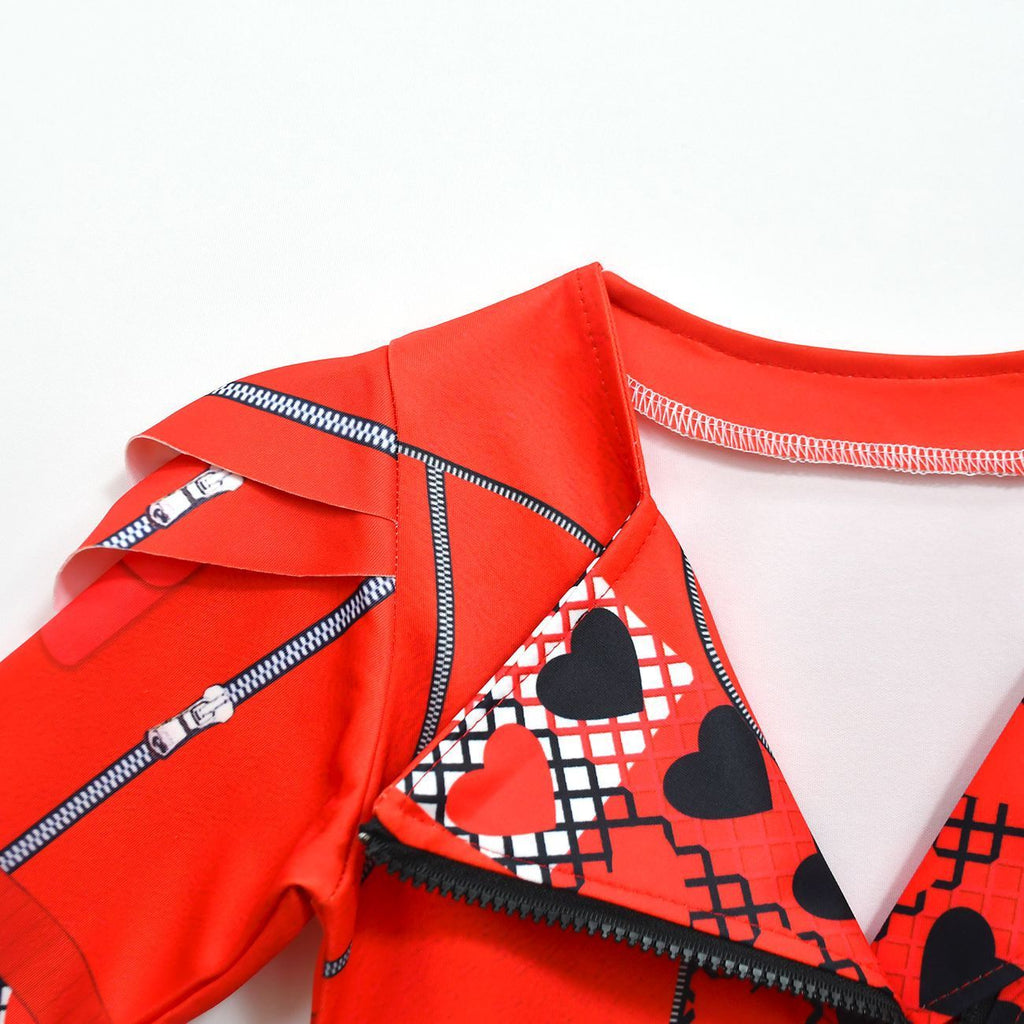 Girls Princess Red Costume Cosplay Dress Bag Gloves Wig and Pants for Halloween Party