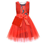 Girls Princess Red Party Dress The Rise of Red Halloween Outfit with Bag and Gloves