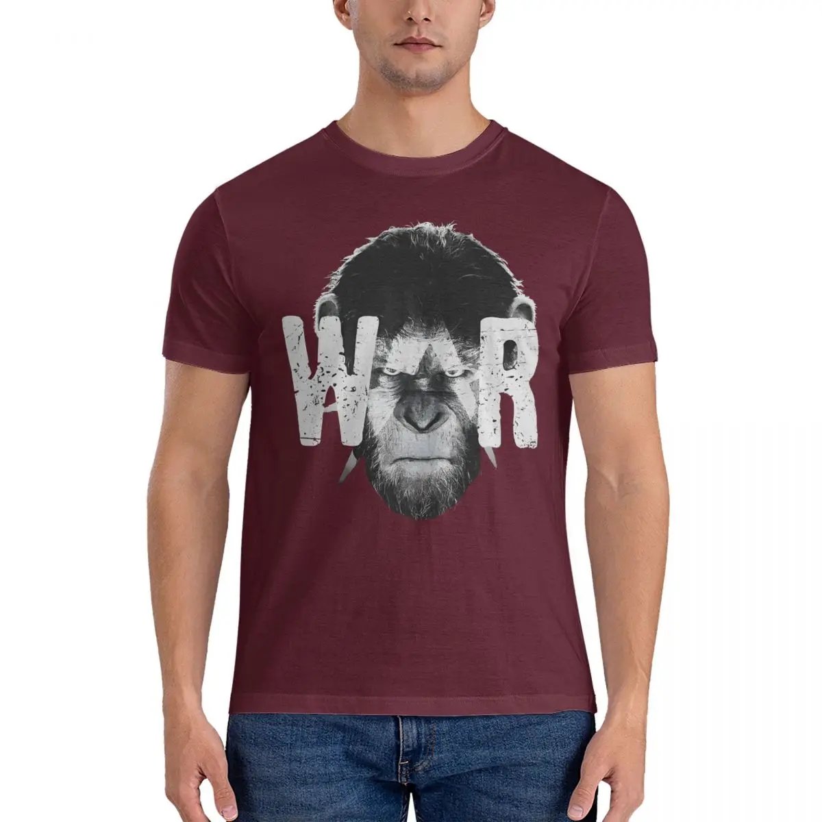 Men Caesar T Shirt Cotton Vintage Short Sleeve Round Collar T-Shirt with Plus Size