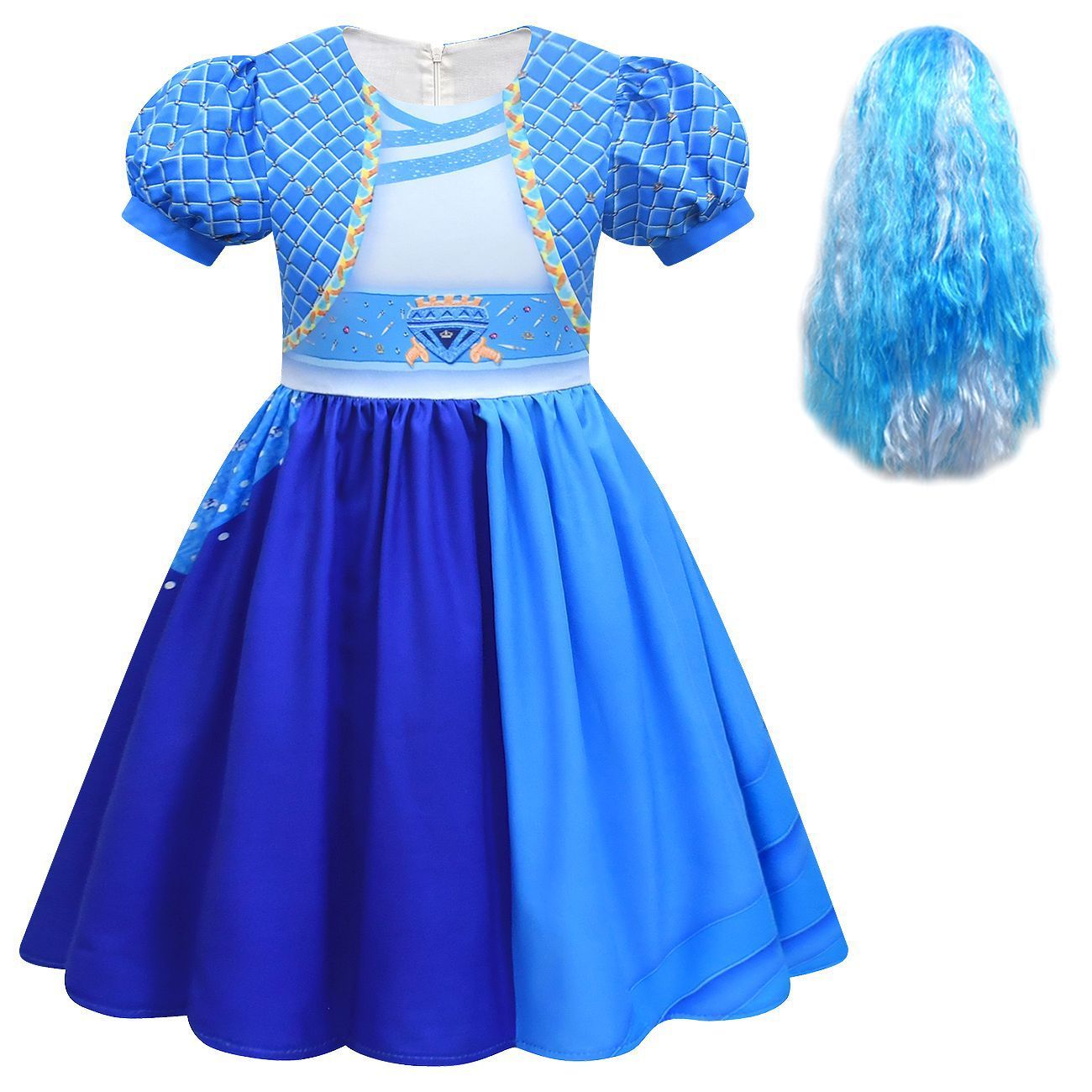 Girls Chloe Charming Costume Blue Dress with Wig Outfit with Accessories for Cosplay