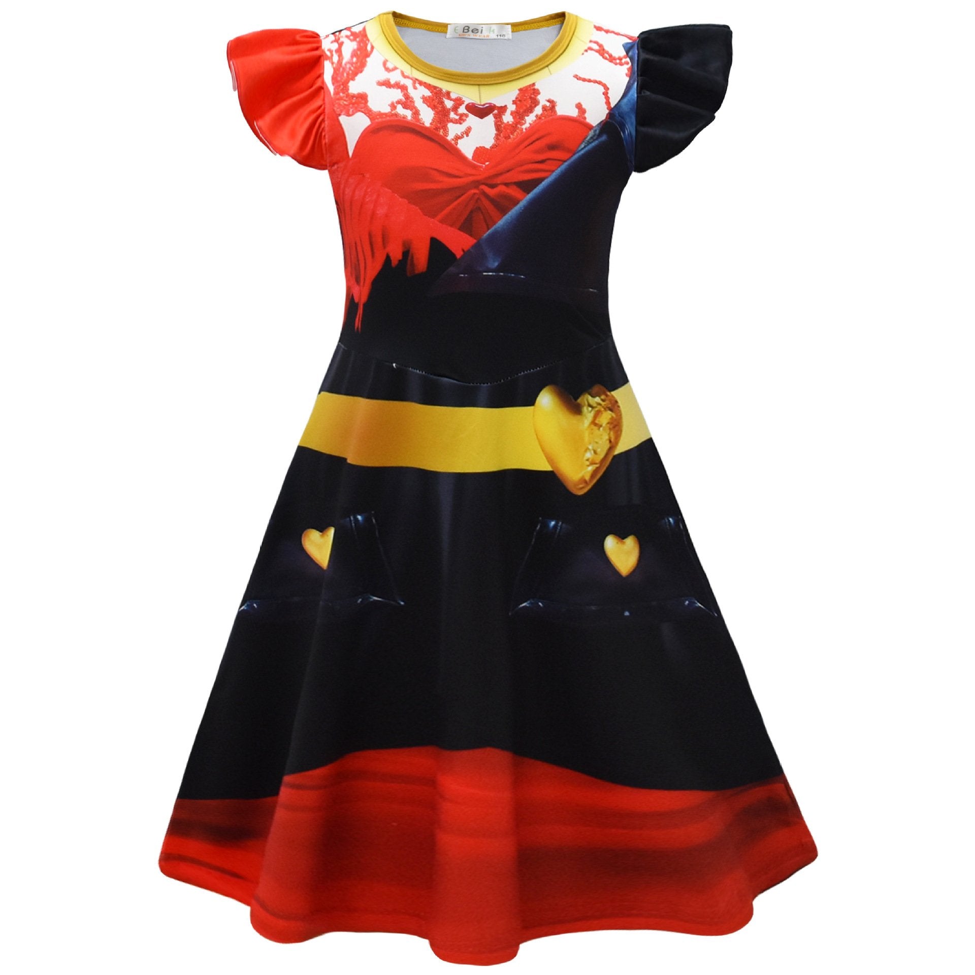 Girls Red Cosplay Dress Princess Red Fly Sleeve Dress Tutu Dress Halloween Costume
