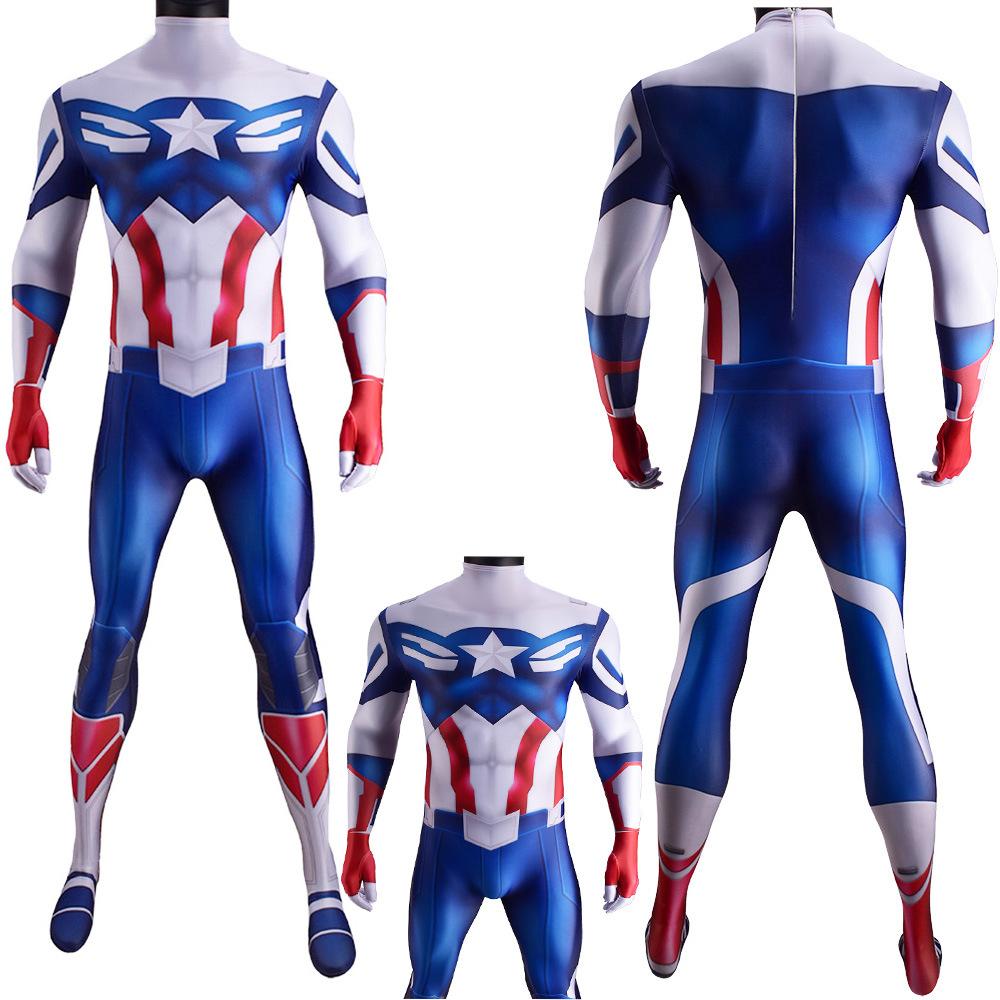 Captain Superhero Costume Adults Avenger Jumpsuit Cosplay Outfit