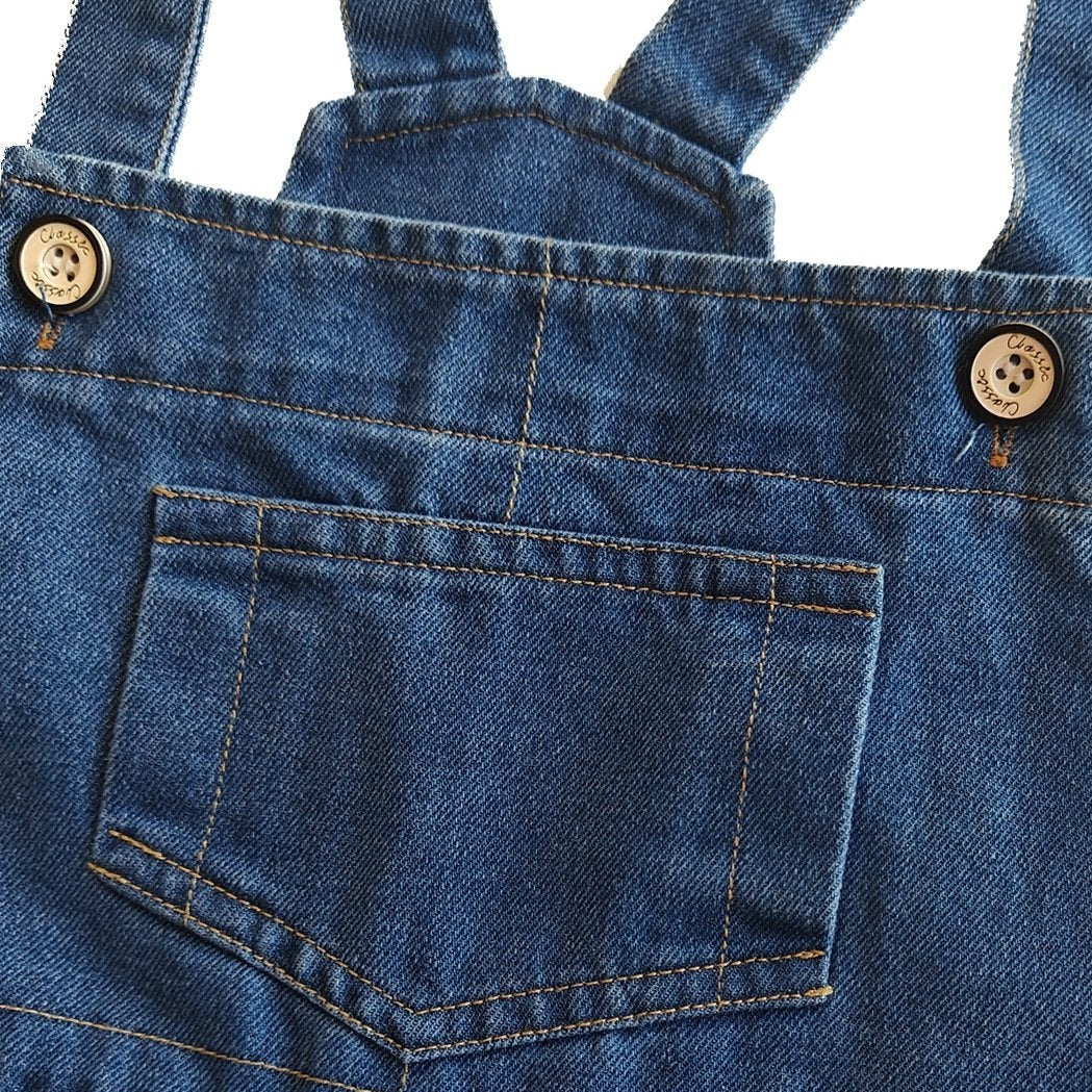 Kids Halloween Outfit Toddler Denim Overalls Yellow Shirt Goggles Wig Suit for Cosplay