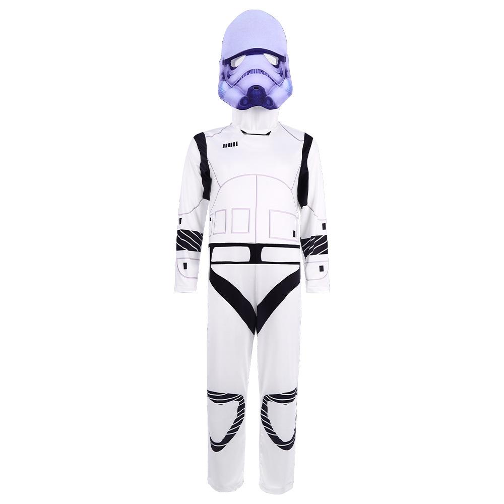 Kids Storm Trooper Costume Imperial Soldiers Jumpsuit Helmet Suit Trooper Bucketheads Outfit