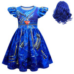 Kids Evie Dress Princess Cosplay Costume Evie Wig Gloves and Dress for Halloween Carnival