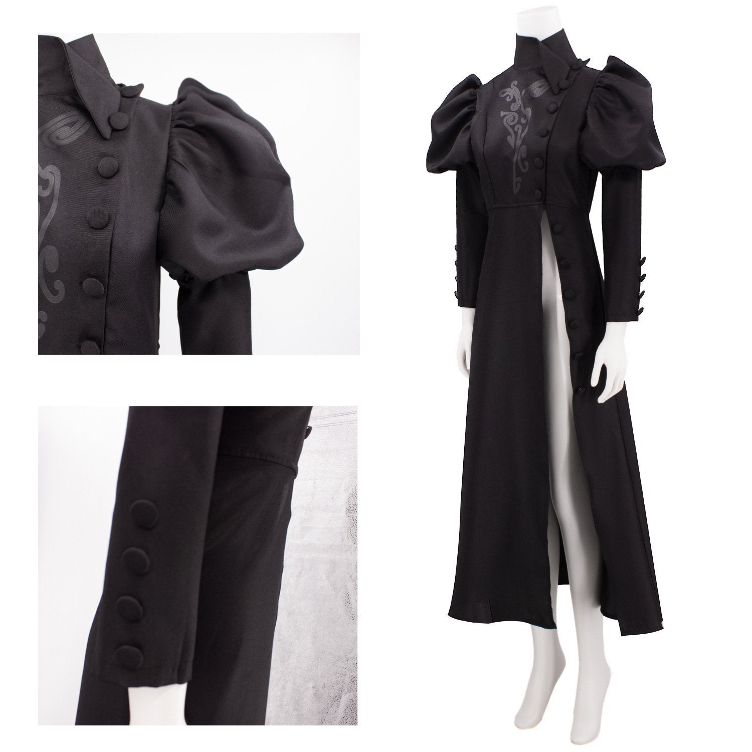 Adult Elphaba Costume Black Button Down High Split Wicked Witch Dress Elphaba Carnival Suit