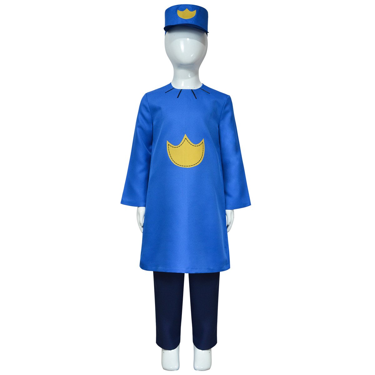 Kids Adults Dog Police Man Costume Blue Tops Pants and Hat for Cosplay