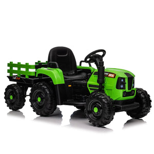 Childrens Ride on Tractor with Trailer 2 in 1 Remote Control 12V Power Wheels Tractor Kids Ride on Toys