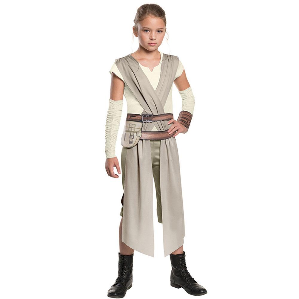 Girls Rey Costume Halloween Rey Cosplay Outfit Jumpsuit Belt and Wrist Band Suit