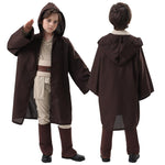 Boys Master Knight Costume Force Master Halloween Outfit Tunic Hooded Robe Pants and Foot Cover Suit
