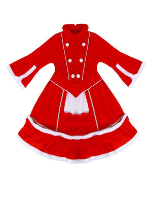 Girls Christmas Dress and Warm Red Hooded Xmas Cape for Christmas Party