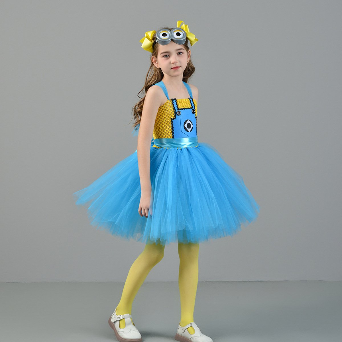 Girls Dress Halloween Cosplay Costume and Goggles Kids Birthday Party Outfit
