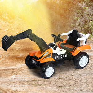 Electric Ride-On Excavator Toy for Kids Battery-Powered Construction Vehicle with Digging Arm, Music, and Lights