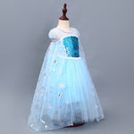 Girls Elsa Dress Summer Blue Snow Queen Birthday Dress Kids Princess Dress Halloween Costumes