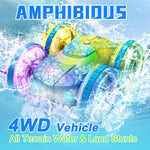 2.4G Amphibious Vehicle Double-Sided Stunt RC Car Colorful Lights