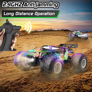 20KM/H Remote Control Car 1/18 RC Monster Off-road Truck All Terrain RC Car with Colorful Light