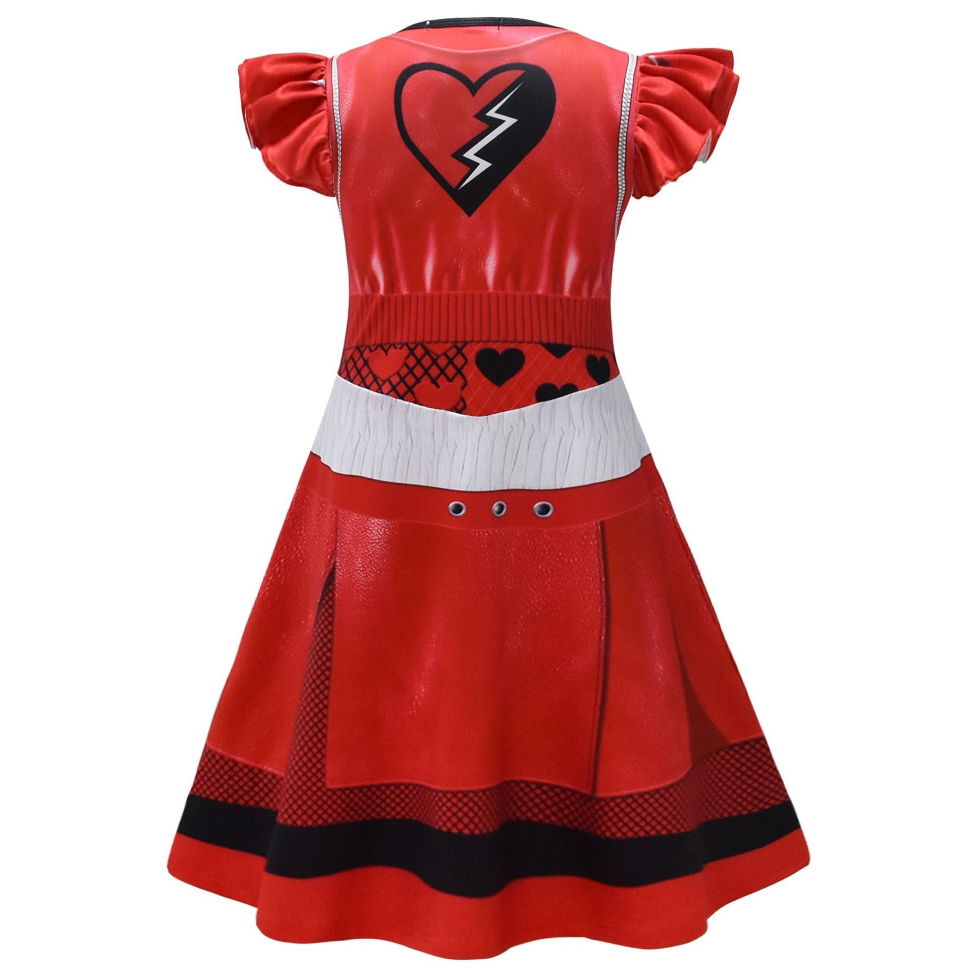 Girls Princess Dress 2024 Movie Red Costume with Long Red Wig for Dress Up Party