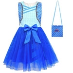 Girls Chloe Charming Sleeveless Dress The Rise of Red Blue Costume with Bag and Gloves