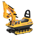 Ride-On Excavator Toy for Toddlers - Movable Construction Digger with Dual Action Levers, Horn, and Storage Box