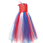 Girls July 4th Outfit Ball Gown Dress with Wing Fairy Wand Headband Full Set for Carnival