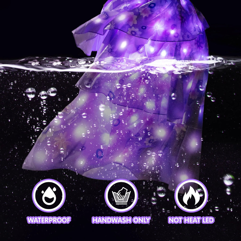 Kids Isabela Light Up Dress Princess Purple Glowing Costume LED Outfit for Cosplay Party