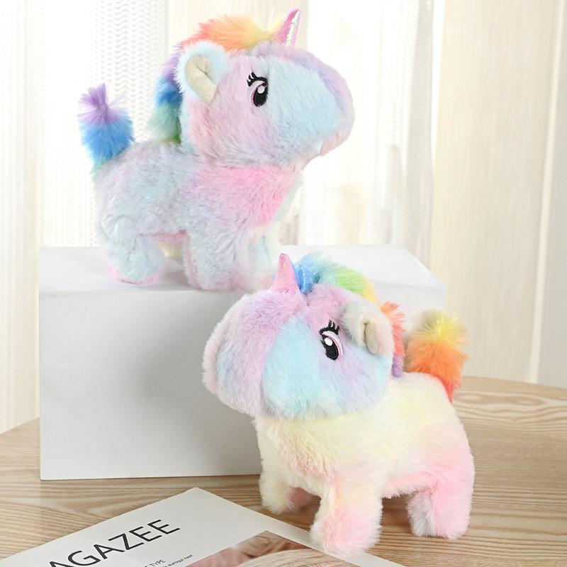 Unicorn Plush Toy Talking Wagging Nodding Educational Doll Electric Animal Interactive Animated Toy for Toddler