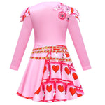 Girls Queen Of Hearts Costume The Rise of Red Bridget Pink Dress Pants and Wig for Halloween Carnival