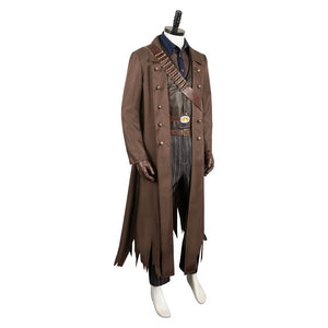 The Ghoul Cosplay Costume Fallout Brown Jacket Pants Hat and Accessories Full Set