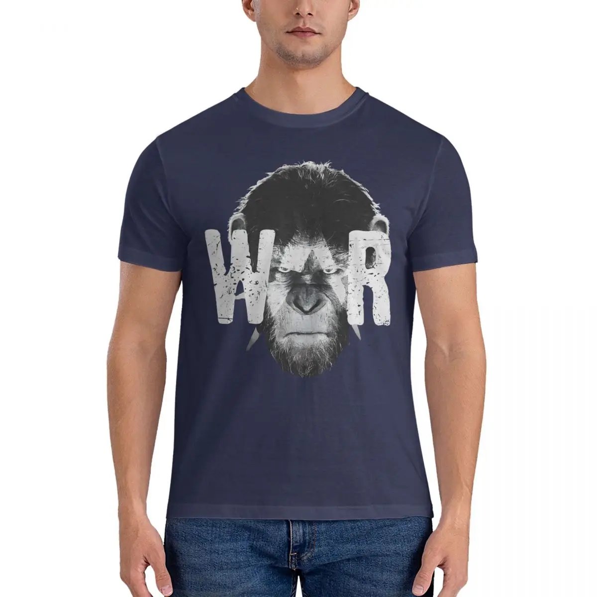 Men Caesar T Shirt Cotton Vintage Short Sleeve Round Collar T-Shirt with Plus Size