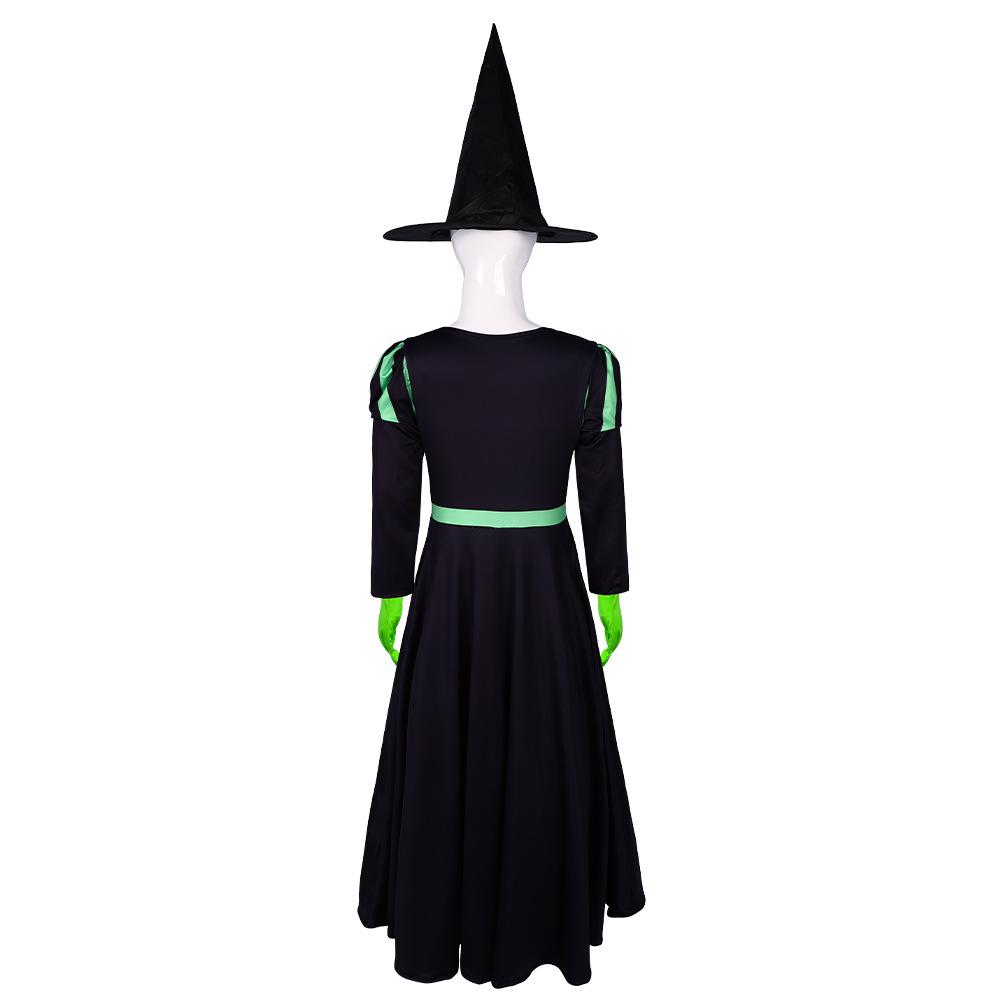Kids Elphaba Costume Black The West Witch Dress with Gloves and Hat 3pcs Suit