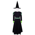 Kids Elphaba Costume Wicked of The West Witch Costume Black Dress with Gloves and Hat 3pcs Suit