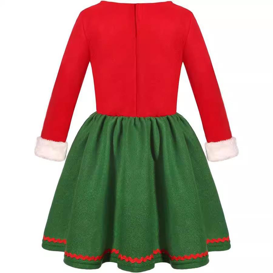 Elf Costume Cute Xmas Dress Hat Socks and Shoes 4pcs Suit Christmas Outfit for Kids Adults