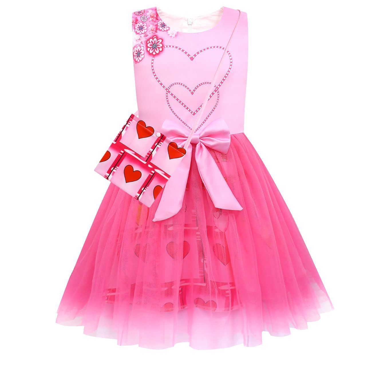 Girls The Queen of Hearts Dress Pink Princess Bridget Halloween Costume with Accessories